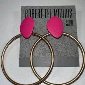 New Robert Lee Morris Soho Hot Pink Hoop Earrings